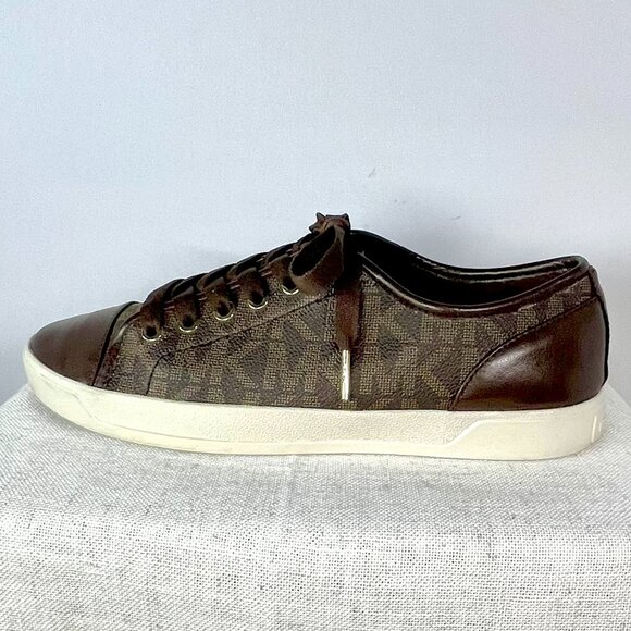Michael Kors City Sneakers Brown Leather MK Logo Lace-Up Women’s Size 8.5M - Picture 8 of 16